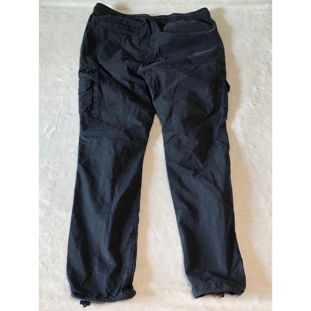 PacSun Mens Slim Fit Cargo Pants Black Gray Elastic Waist Drawstring Size Medium